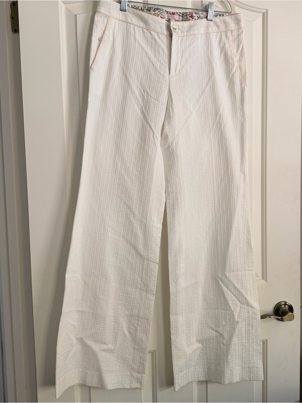 Rebecca Taylor Cream Textured Wide Leg Pants Size 8